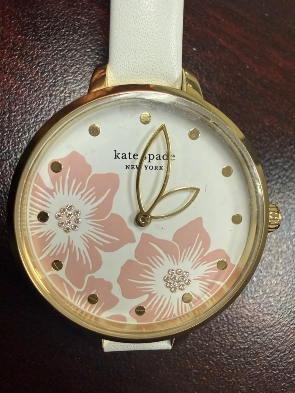 kate spade White and Pink Floral Dial Gold-Tone Women's Watch - Picture 1 of 7
